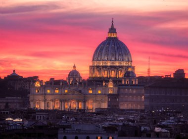 Gün batımında Vatikan 'ın manzarası, Roma, İtalya