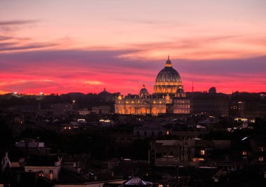Gün batımında Vatikan 'ın manzarası, Roma, İtalya