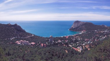 Güneşli bir günde kayalarla güzel bir deniz manzarası. Yeni bir dünya.