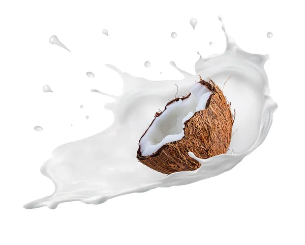 Šplouchání Kapky Jogurt Mléko Zmrzlina Kokos Izolované Stock Fotografie