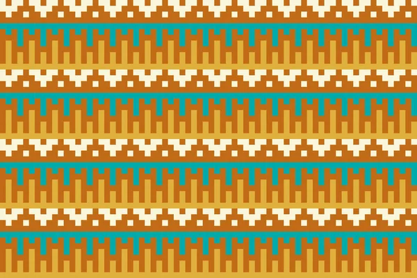Текстура Этнического Пикселя Бесшовным Пограничным Вектором — стоковый вектор