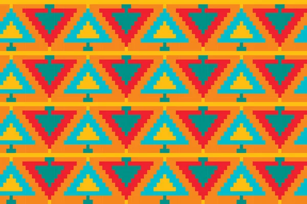 Texture Motif Pixel Ethnique Avec Vecteur Bordure Sans Couture — Image vectorielle