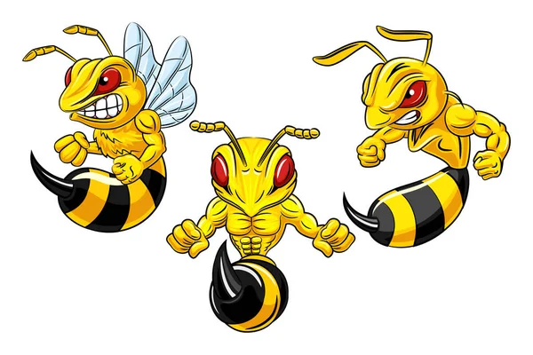 卡通肌肉蜜蜂病媒图解 — 图库矢量图片