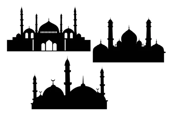 Vektor Siluet Masjid Pada Warna Putih - Stok Vektor