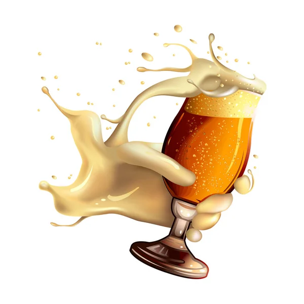 Cerveja Desenho Animado Vetor Realista Branco —  Vetores de Stock