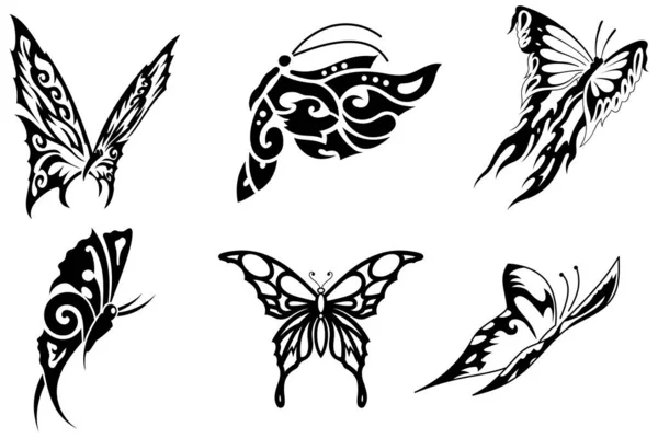 Butterfly Silhouette Vector Symbols Logos Icons — Stock Vector