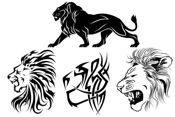 ライオンのシルエットベクトル記号ロゴアイコン — ストックベクタ