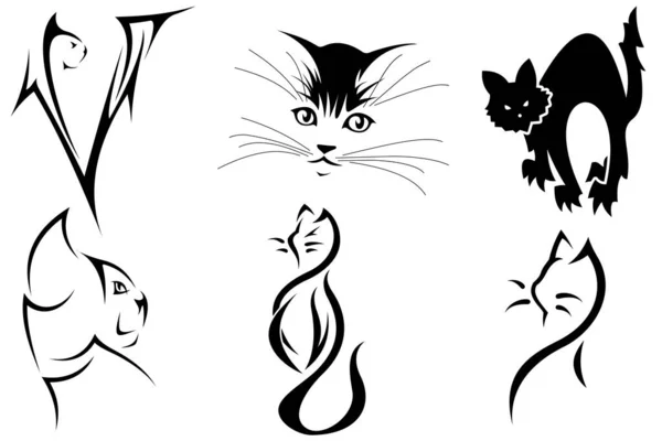 Logos 아이콘에 Cat Silhouette Vector — 스톡 벡터