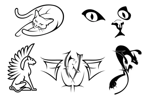 Cat Silhouette Vector Symbols Logos Icons — Stock Vector
