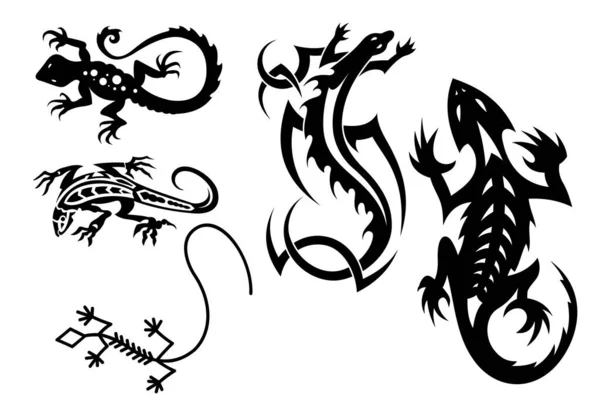 Lizard Silhouette Vector Symbols Logos Icons — Stock Vector