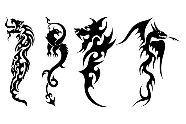 Drachen Silhouette Vektor Für Symbole Logos Symbole — Stockvektor
