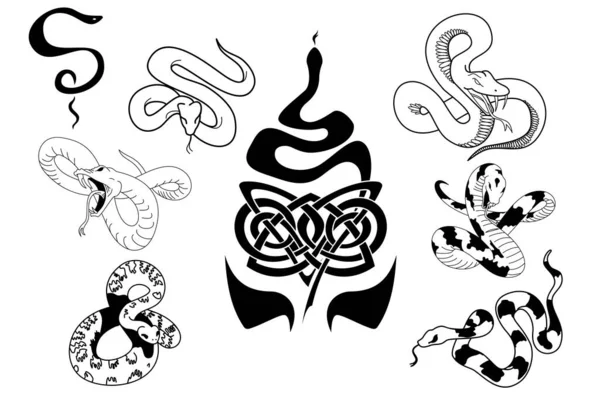 Snake Silhouette Vector Symbols Logos Icons — Stock Vector