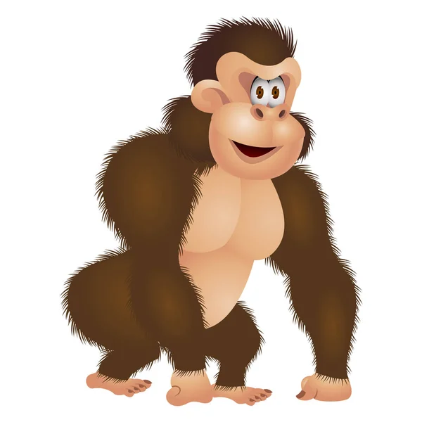 Schattig Gorilla Cartoon Vector Geïsoleerd Wit — Stockvector