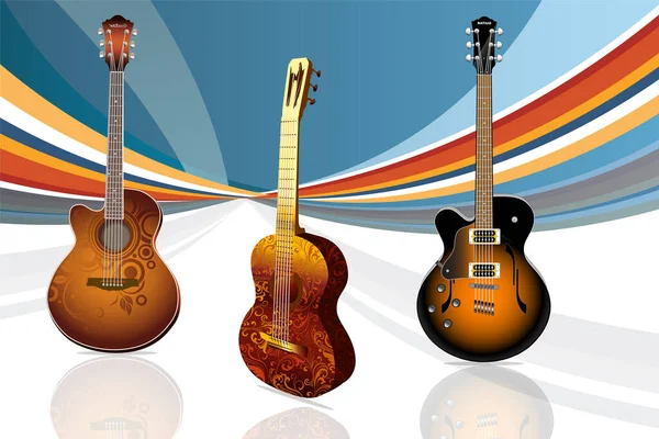 Vetor Guitarra Clássica Fundo Colorido — Vetor de Stock