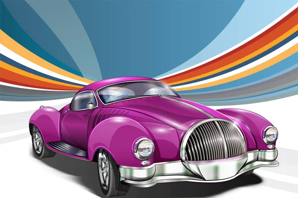 Realistic Vector Classic Luxury Vintage Car Colorful Background — Stock Vector