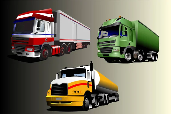 異なる大型トラックのベクトル図 — ストックベクタ