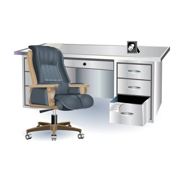 Vektor Büro Schreibtisch Isoliert Auf Weiß — Stockvektor
