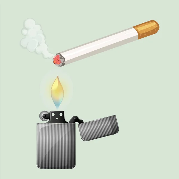 Könnyebb Cigaretta Illusztráció Vektor — Stock Vector