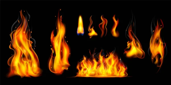 Διαφορετικές Ρεαλιστικές Φλόγα Διάνυσμα Που — Διανυσματικό Αρχείο