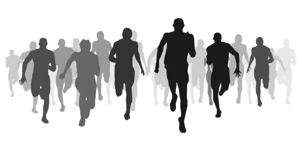 Silhouette Group People Running — Stock Vector