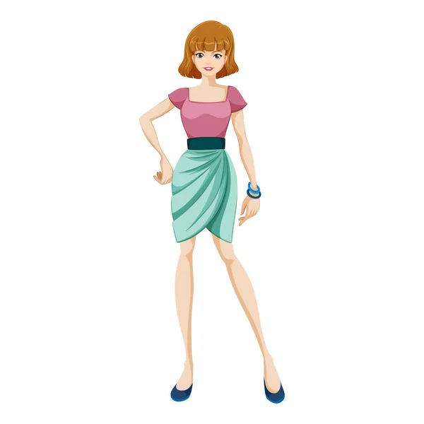 Female Model Character Cartoon Vector Illustration Isolated White — Stock Vector