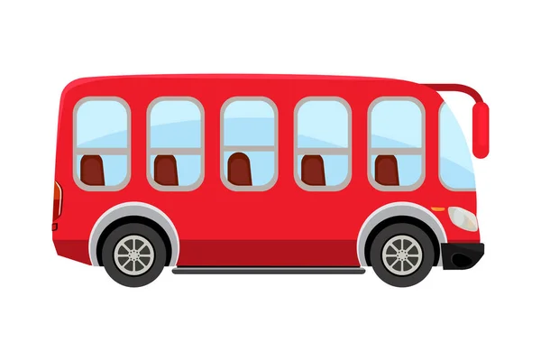 Πλευρά Προβολή Κινουμένων Σχεδίων Λεωφορείο Διανυσματική Απεικόνιση Απομονώνονται Λευκό — Διανυσματικό Αρχείο