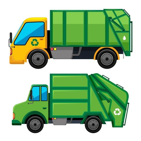 Lixo Caminhão Cartoon Vetor Ilustração Isolado Branco —  Vetores de Stock