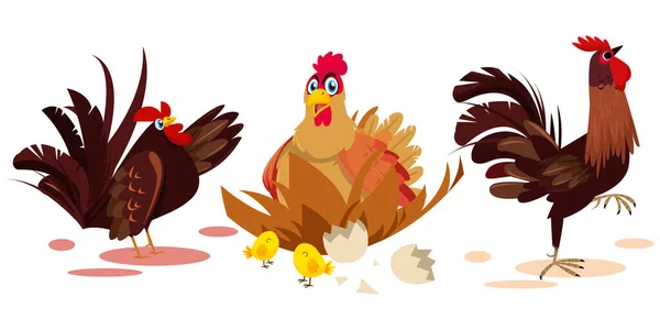 Chicken Cartoon Illustration Vektor Isoliert Auf Weiß — Stockvektor