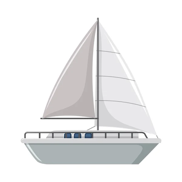 帆船卡通矢量图解 孤立于白色 — 图库矢量图片