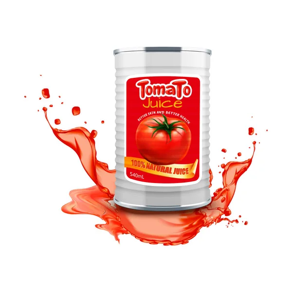 Jus Tomate Conserve Aluminium — Image vectorielle