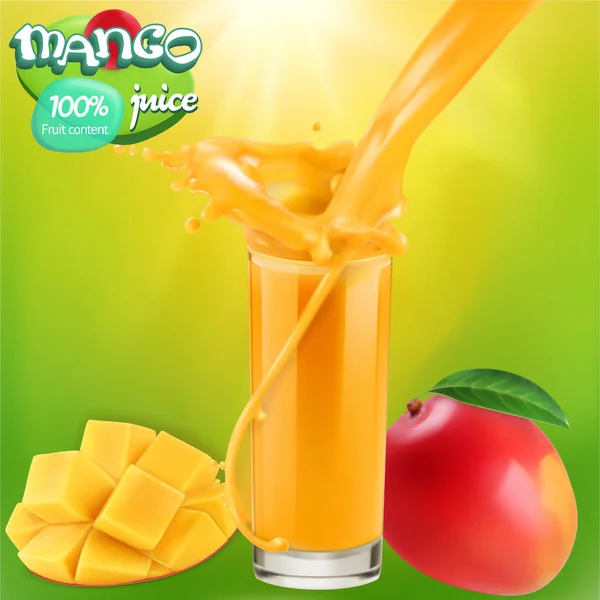 Realistik Vector Manggo Juice — Stock Vector