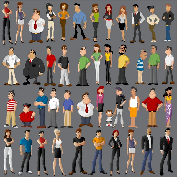Vetor Todos Tipos Personagens Desenhos Animados Humanos —  Vetores de Stock