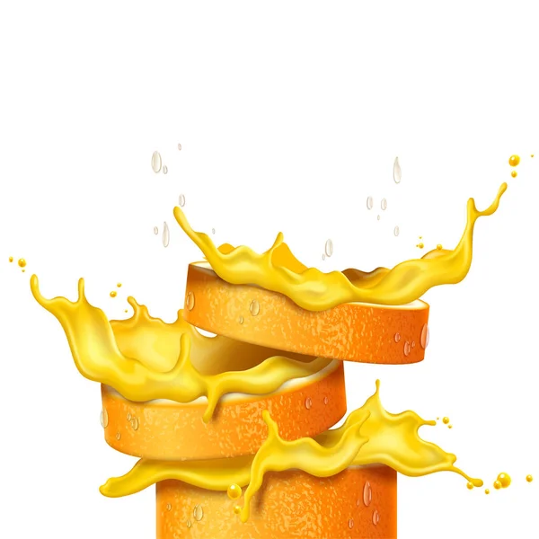Векторный Реалистичный Апельсиновый Сок Брызгами — стоковый вектор