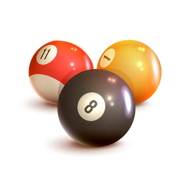 Realistic Vector Billiard Balls Isolated White — Stock Vector