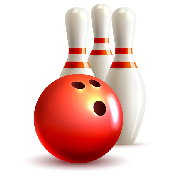 Realistisk Vektor Bowling Boll Och Bowling Stift — Stock vektor