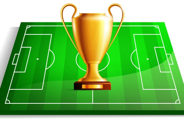 Trophée Vectoriel Réaliste Sur Terrain Football — Image vectorielle