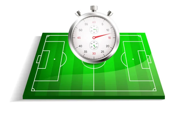 Διάνυσμα Χρονόμετρο Και Γήπεδο Ποδοσφαίρου Λευκό — Διανυσματικό Αρχείο
