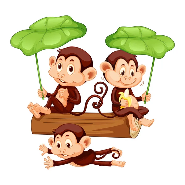 Bonito Macaco Desenho Animado Personagem Vetor — Vetor de Stock