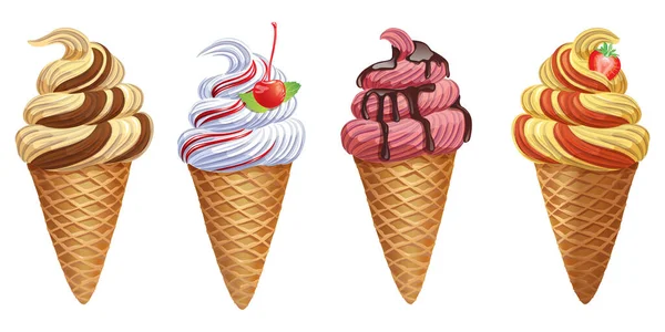 用白色隔开的向量色冰淇淋系列 — 图库矢量图片