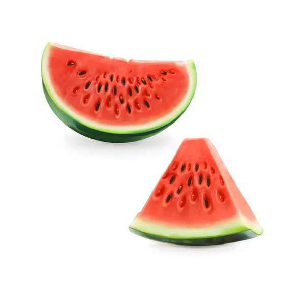 Vektor Realistische Wassermelonenscheibe Isoliert Auf Weiß — Stockvektor