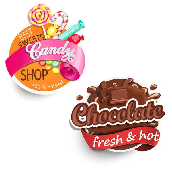 Etiqueta Chocolate Caramelo Insignia Vector Ilustración — Archivo Imágenes Vectoriales