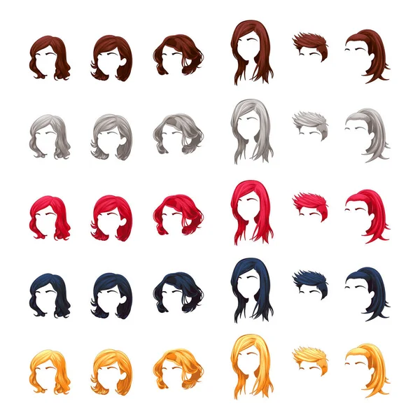 Fryzura Kobiety Kolor Włosów Wektor Ilustracji — Wektor stockowy