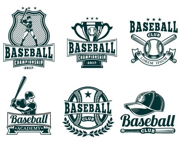 Ensemble Vectoriel Emblèmes Badges Baseball Colorés — Image vectorielle