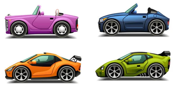Desenho Animado Esportes Carro Ilustração Vetor Vista Lateral — Vetor de Stock