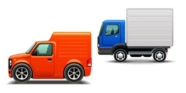 Cartoon Box Car Illustration Vector Side View — Stock Vector