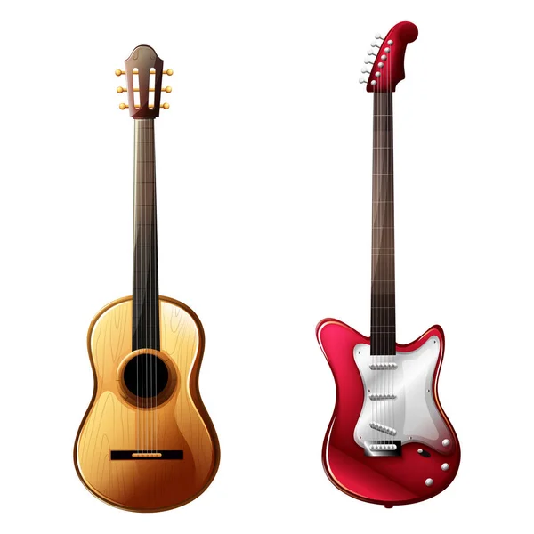 Guitarra Acústica Vetor Guitarra Elétrica — Vetor de Stock