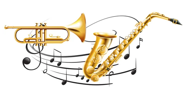 Trompete Saxofone Instrumento Musical Vetor — Vetor de Stock