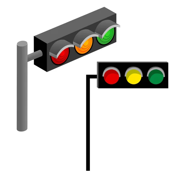 Trafikljus Med Röd Gul Och Grön Färg Platt Vektor Illustration — Stock vektor