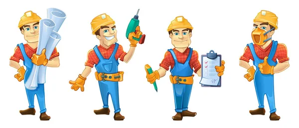Trabalhador Construção Personagem Ilustração Vetor — Vetor de Stock