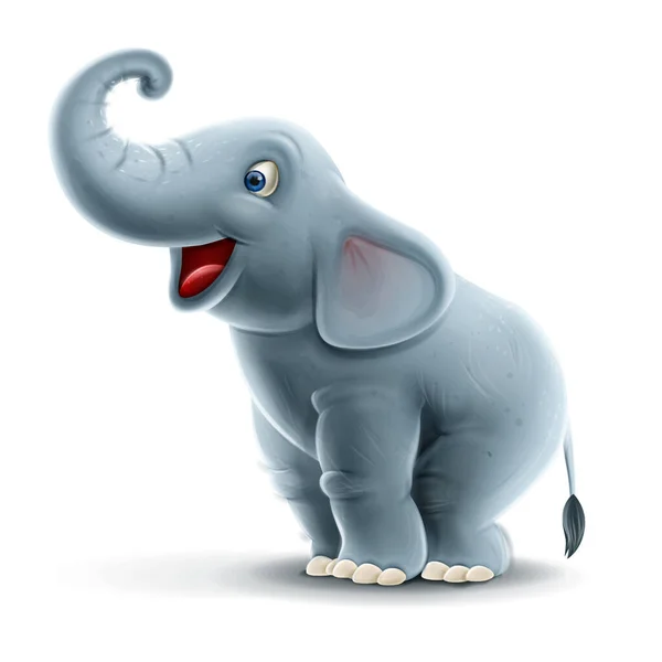 Lindo Vector Elefante Dibujos Animados Realista — Archivo Imágenes Vectoriales